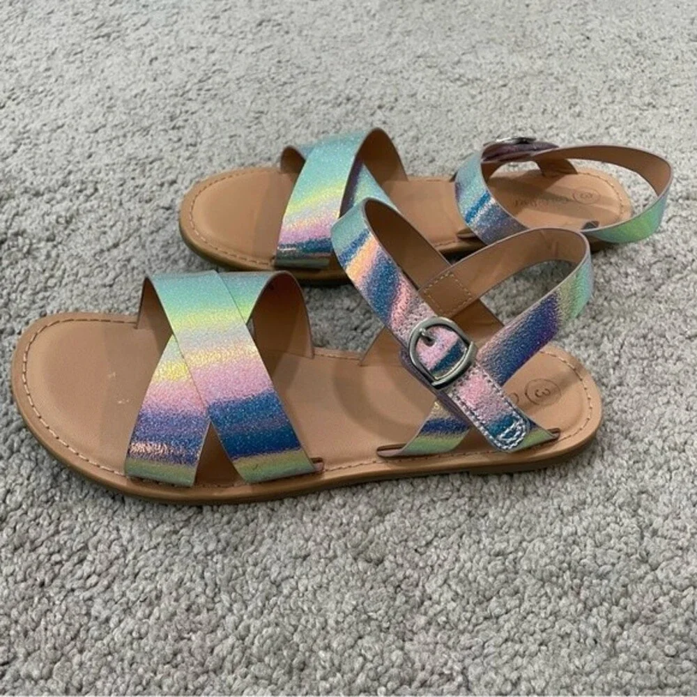 Cat & Jack Sparkly Irridescent Sandals Size 3